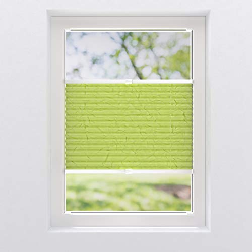 JalousieCrew verspanntes Plissee Farbe Apfel grün - Breite 40-120 cm, Höhe 130 cm - lichtdurchlässig Rollo Sichtschutz (110 x 130 cm) von JalousieCrew