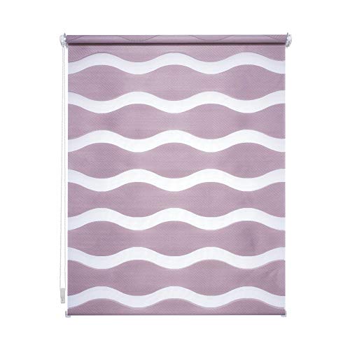 Klemmfix Doppelrollo alt rosa Wave - Breite 40 bis 120 cm, Länge 150 cm BZW. 210 cm - Duo - Rollo ohne zu Bohren (100 x 150 cm) von JalousieCrew
