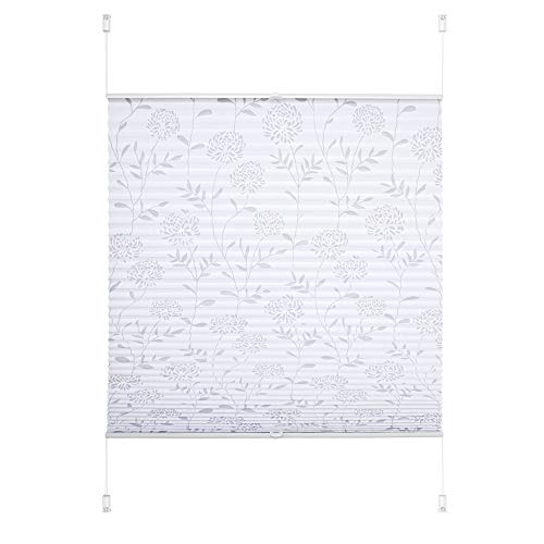 Klemmfix Plissee Ausbrenner Weiss - Breite 40 bis 120 cm, Länge 130 cm und 210 cm - Klemm - Rollo ohne zu Bohren (90 x 130 cm) von JalousieCrew