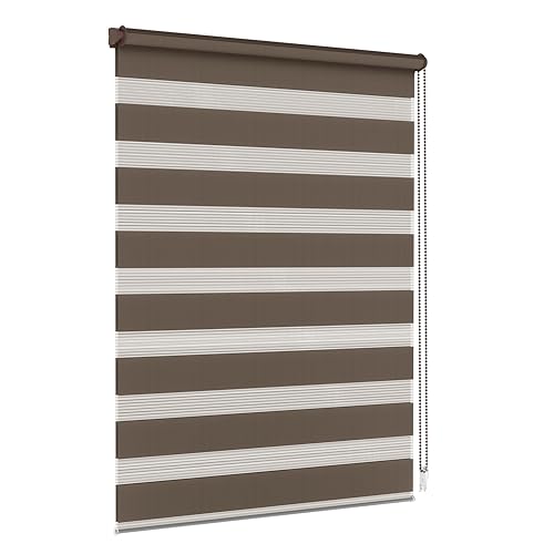 Jalousiescout Doppelrollo Klemmfix ohne Bohren & mit Bohren, 80X110cm Dunkelbraun Rollo Fensterrollo lichtdurchlässig & verdunkelnd,Sonnenschutzrollo Zebrarollo für Fenster & Türen Jalousiescout Doppelrollo Klemmfix ohne Bohren & mit Bohren, 80X110cm Dunkelbraun Rollo Fensterrollo lichtdurchlässig & verdunkelnd,Sonnenschutzrollo Zebrarollo für Fenster & Türen von Jalousiescout