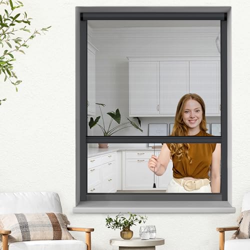 Jalousiescout Fliegengitter Insektenschutzrollo für Fenster, Fliegengitterrollo Insektenschutz mit Aluminium-Rahmen, robustes Fiberglas-Gewebe, anthrazit, B90xH130cm Jalousiescout Fliegengitter Insektenschutzrollo für Fenster, Fliegengitterrollo Insektenschutz mit Aluminium-Rahmen, robustes Fiberglas-Gewebe, anthrazit, B90xH130cm von Jalousiescout