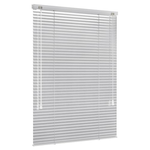 Jalousiescout Lightless Jalousie Aluminiumjalousie, Verdunkelungsrollo, Innovative Verdunkelungstechnik, Sichtschutz, ohne Bohren, 120 x 175 cm (BxH), Silber glänzend von Jalousiescout