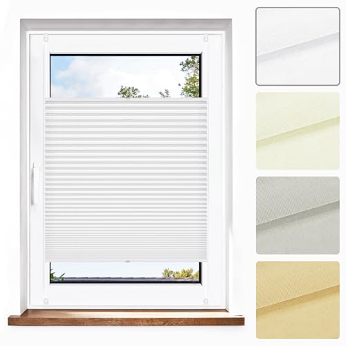 Jalousiescout Plissee Klemmfix ohne Bohren—Jalousie 135x70cm weiß Sichtschutz Fenster Sonnenschutz, Lichtdurchlässig Rollo für Fenster & Tür, Hochwertiges Polyester Pure Plissee von Jalousiescout