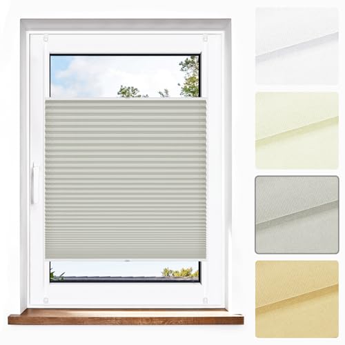 Jalousiescout Plissee Klemmfix ohne Bohren—Jalousie 60x100cm grau Sichtschutz Fenster Sonnenschutz, Lichtdurchlässig Rollo für Fenster & Tür, Hochwertiges Polyester Pure Plissee von Jalousiescout