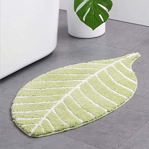 JameStyle26 Badematte antirutsch Fußmatte Grün Blatt Palme Badezimmermatte rutschfest Duschmatte schnelltrocknend Küchenmatte Badezimmer Teppich Matte (Green 50x 80 cm) von JameStyle26