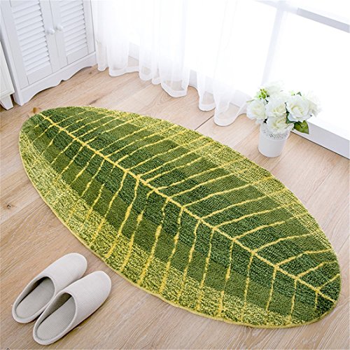 JameStyle26 - Rutschfester Badezimmerteppich Grün - Palmblatt Muster - Rutschfester Badteppich - Schnelltrocknend - für Küche und Badezimmer - 45 x 120 cm von JameStyle26