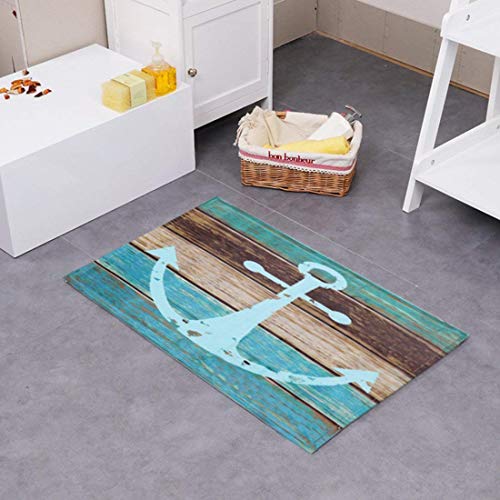 JameStyle26 Schöne Fußmatte Badezimmermatte rutschfest Duschmatte schnelltrocknend Anti-Rutsch Küchenmatte Badezimmer Teppich Matte (Anker, 50 x 80 cm) von JameStyle26