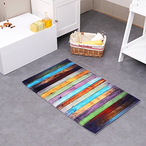 JameStyle26 Schöne Fußmatte Badezimmermatte rutschfest Duschmatte schnelltrocknend Anti-Rutsch Küchenmatte Badezimmer Teppich Matte (Bunte Streifen, 50 x 80 cm) von JameStyle26