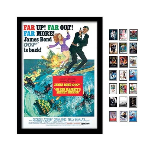 James Bond Gerahmter Kunstdruck, mit Motiv, englischem Text Her Majesty's Service, A3 von iPosters