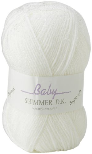 James Brett Baby Shimmer Strickgarn, Fadenstärke 3 (DK), aus weicher Wolle, erhältlich als 100-g- oder 500-g-Knäuel, verschiedene Farbtöne erhältlich, weiß, 1 Stück von James C. Brett
