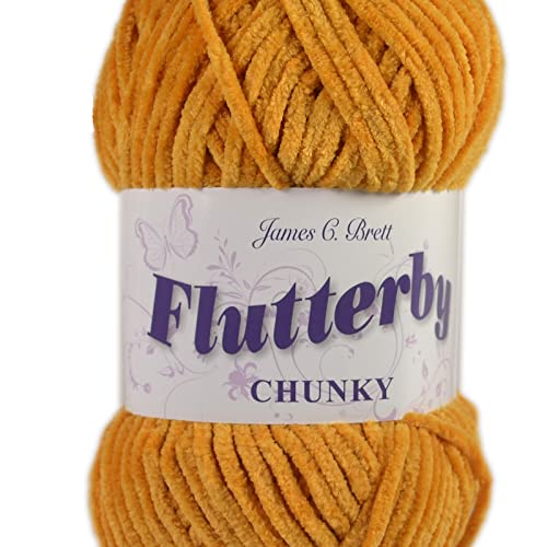 James C Brett Flutterby Chunky Strickgarn, 100 g, B51, Senfgelb von James C. Brett