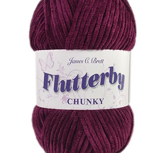 James C Brett Flutterby Chunky Strickgarn, 100 g, B52, Dunkelviolett James C Brett Flutterby Chunky Strickgarn, 100 g, B52, Dunkelviolett von James C. Brett
