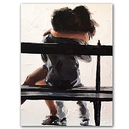 James Coates - Kunstdruck Kissing Couple on Bank, 40,6 x 30,5 cm (A3) von James Coates