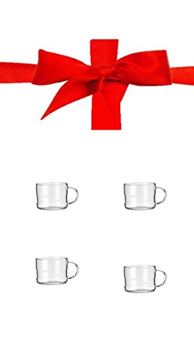 Design Glastasse, Kaffeetasse, Kaffee, Tasse, Glas, 100ml, 4er Pack im Geschenk Karton Weihnachten 2015 von James Premium