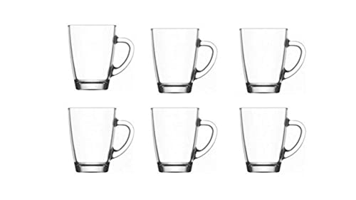 Glas-Kaffeetassen 6er Set Hochwertige Glas-Tassen für Kaffee Cappuccino Tee Kakao uvm. Teegläser mit Henkel 300ml Tea & Coffee Mug Set - Kaffeebecher Set 6 Stück von James Premium