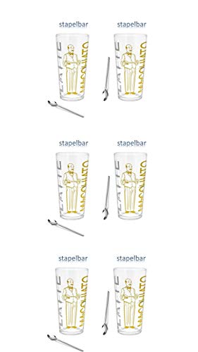 James Premium Latte Macchiato Glas Set 6 Stück Barista stapelbar + 6 Edelstahllöffel von James Premium