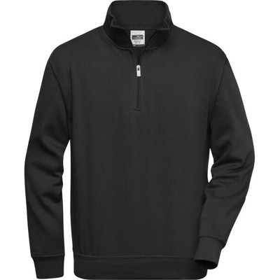 Workwear Zip Sweatshirt JN831, schwarz, Größe L von James & Nicholson