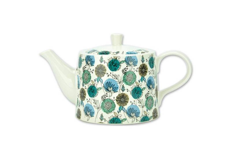 Jameson + Tailor Teekanne Teekanne Blumen türkis Retro Collection, 1.1 l, (1-St) von Jameson + Tailor