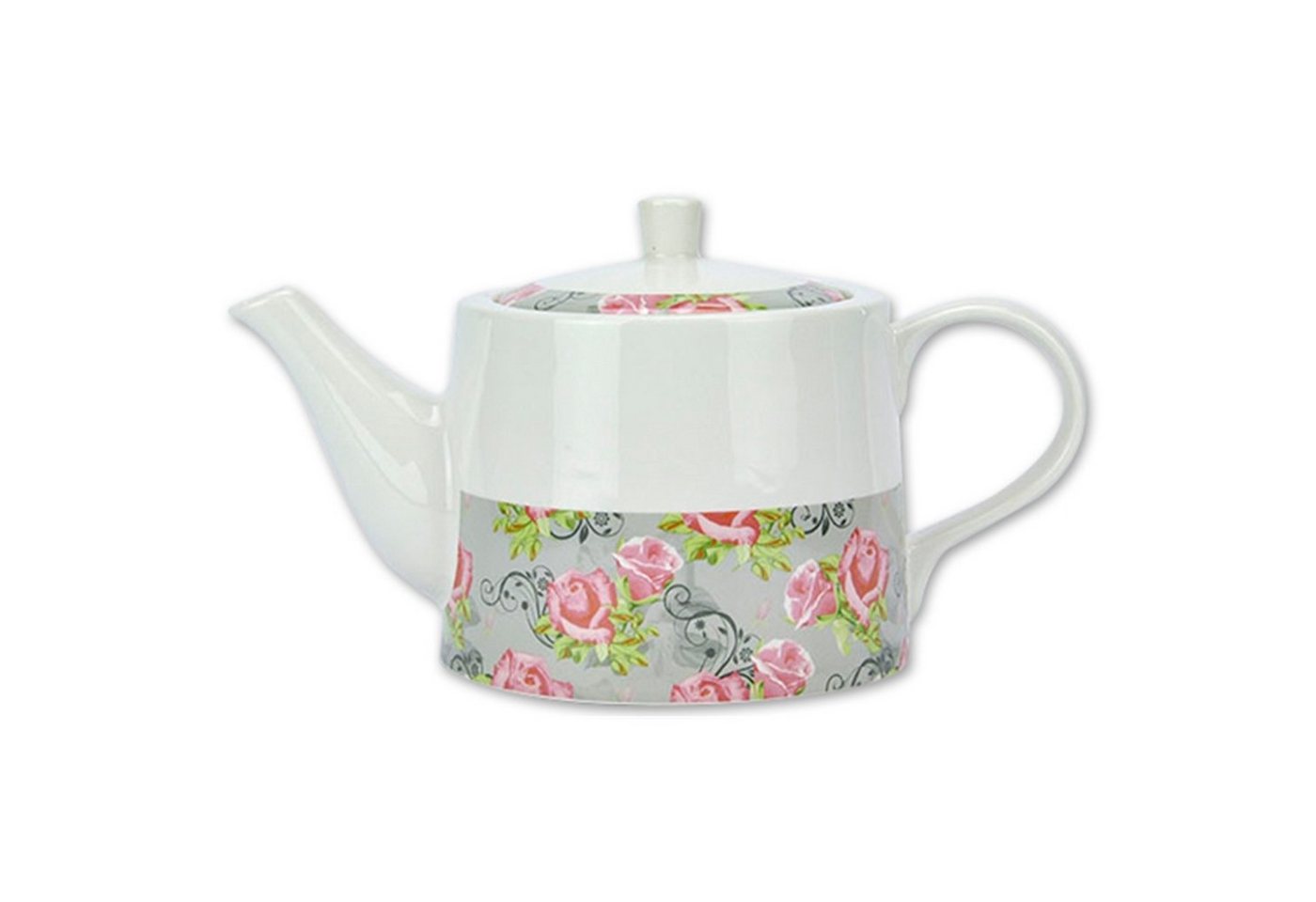 Jameson + Tailor Teekanne Teekanne Rosen rosa/grau Retro Collection, 1.1 l, (1-St) von Jameson + Tailor