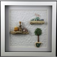 Topiary 3D Kieselstein Art, Edelsteinchips, Treibholz, Keramik, Setzkasten, Einzigartiges Geschenk, 225mm X 35mm, Wand Oder Tischplatte von Jamgemsuk