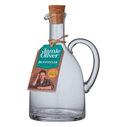 Jamie Oliver - Rustikaler italienischer Ölspender, Drizzler mit Korkverschluss - transparentes Glas - 650 ml von Jamie Oliver