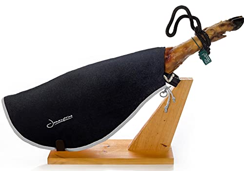 Schinkenabdeckung Schwarz mit Grauer Umrandung Jamonprive - Bestens als Abdeckung für Serrano oder Iberico Pata Negra Schinken & Italienischen Prosciutto Geeignet - 80% Baumwolle und 20% Fasern von Jamonprive