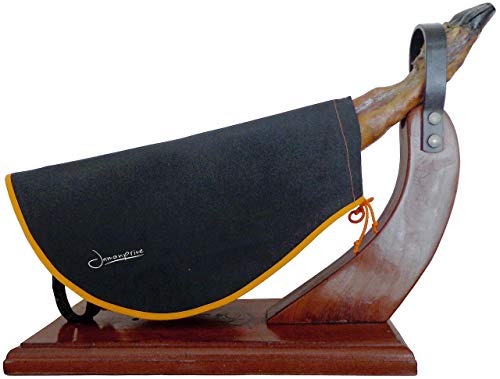 Schinkenabdeckung Schwarz mit Orangem Umrandung - Abdeckung für Schinken Jamonprive - Bestens als Abdeckung für Serrano oder Iberico Pata Negra Schinken & Italienischen Prosciutto Geeignet - 40% Baumwolle und 60% Fasern von Jamonprive