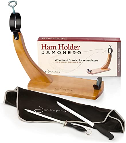 Schinkenhalter España mit Messer + Wetzstahl + Abdeckung für Schinken Schinkenhalter España mit Messer + Wetzstahl + Abdeckung für Schinken von Jamonprive