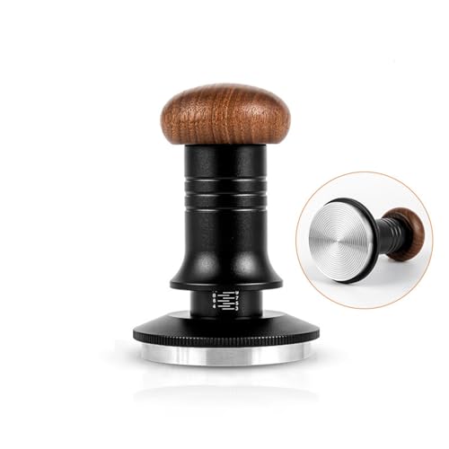 JAMOTOLLY Espresso Tamper 58mm Kaffee Tamper Espresso Presse mit 30lbs Konstanter Anpressdruck 304 Edelstahl Ripple Base Holzgriff für Kaffeesatz Barista Espressomaschinen Zubehör von Jamotolly