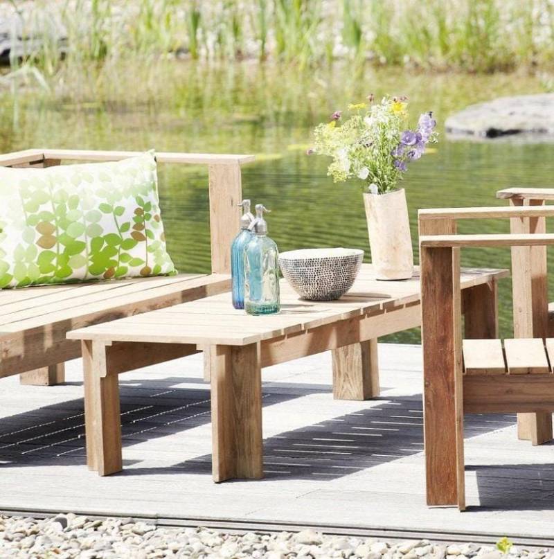 Gartentisch Teak Tisch BATTEN Jan Kurtz Beistelltisch zu Loungegruppe von Jan Kurtz