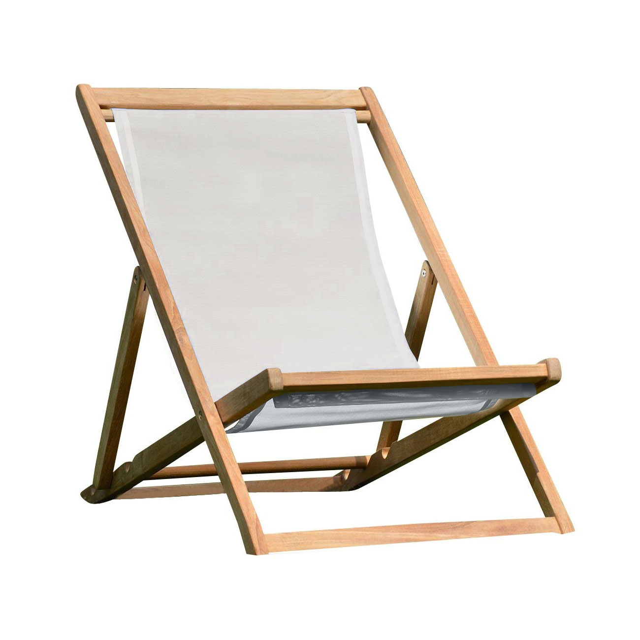 Jan Kurtz - Cannes Deckchair Liegestuhl - taupe/Bezug Batyline/BxHxT 52x86x112cm/Gestell fsc-zertifiziertes Teak von Jan Kurtz