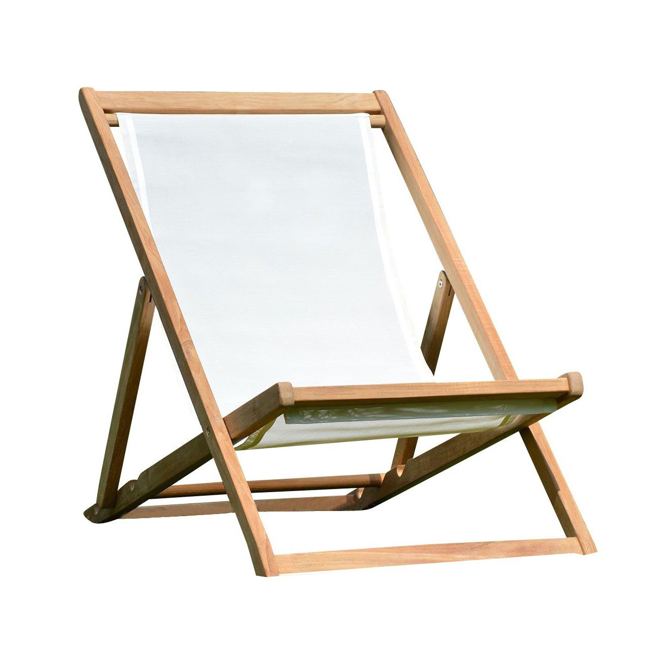 Jan Kurtz - Cannes Deckchair Liegestuhl - weiß/Bezug Batyline/BxHxT 52x86x112cm/Gestell fsc-zertifiziertes Teak von Jan Kurtz