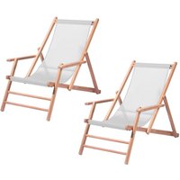 Jan Kurtz - Maxx Deckchair, Teakholz / Bezug Kunststoffgewebe weiß (2er-Set) von Jan Kurtz