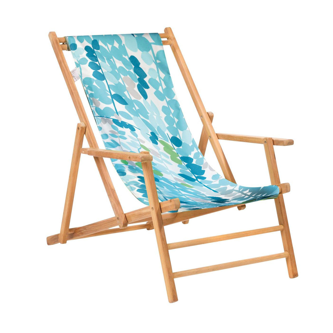 Jan Kurtz - Maxx Deckchair Designers Guild Liegestuhl - blume greenwich/100% Polyacryl/BxHxT 64x98x112cm/Gestell teak massiv von Jan Kurtz