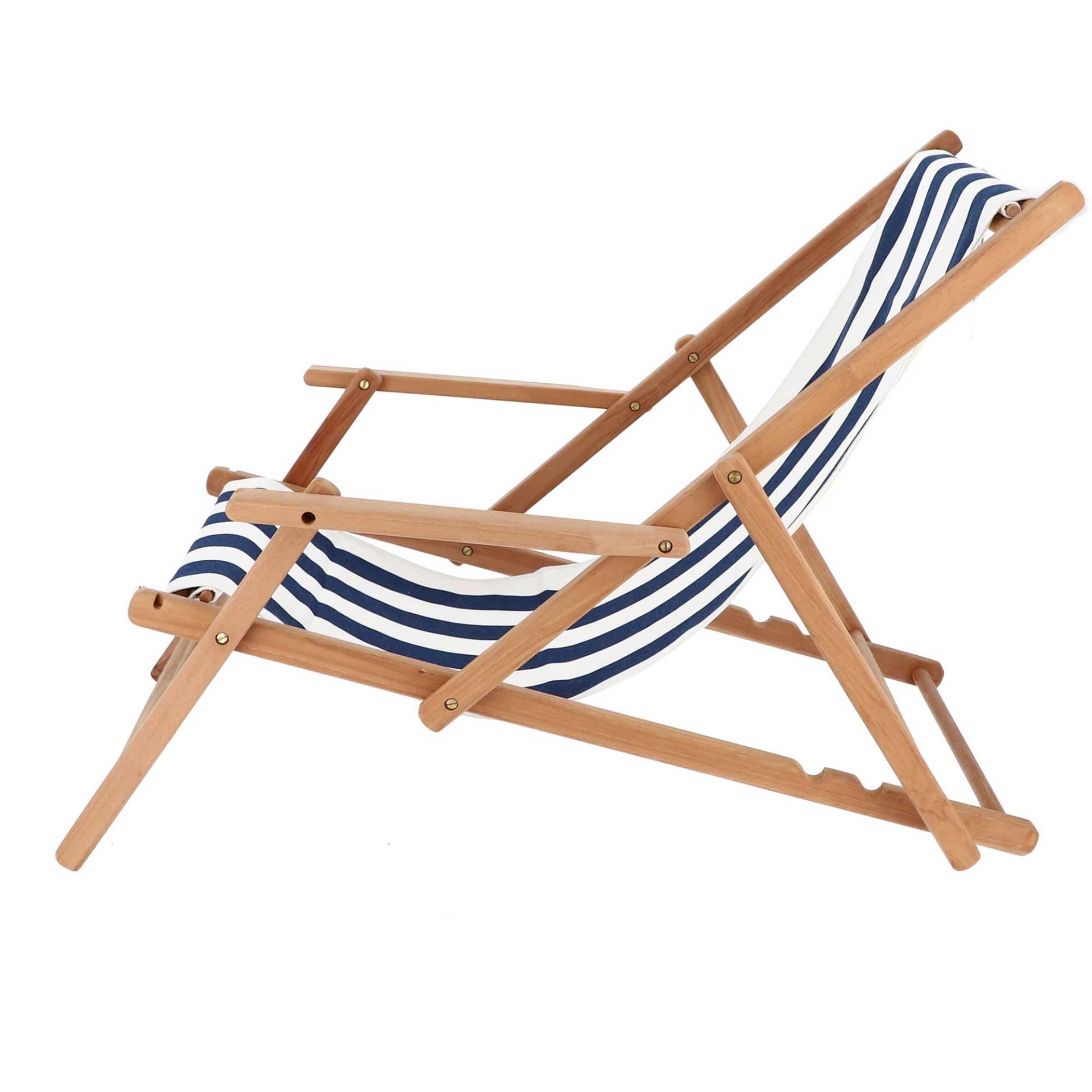 Jan Kurtz - Maxx Deckchair Designers Guild Liegestuhl - streifen dunkelblau/100% Polyacryl/BxHxT 64x98x112cm/Gestell teak massiv von Jan Kurtz