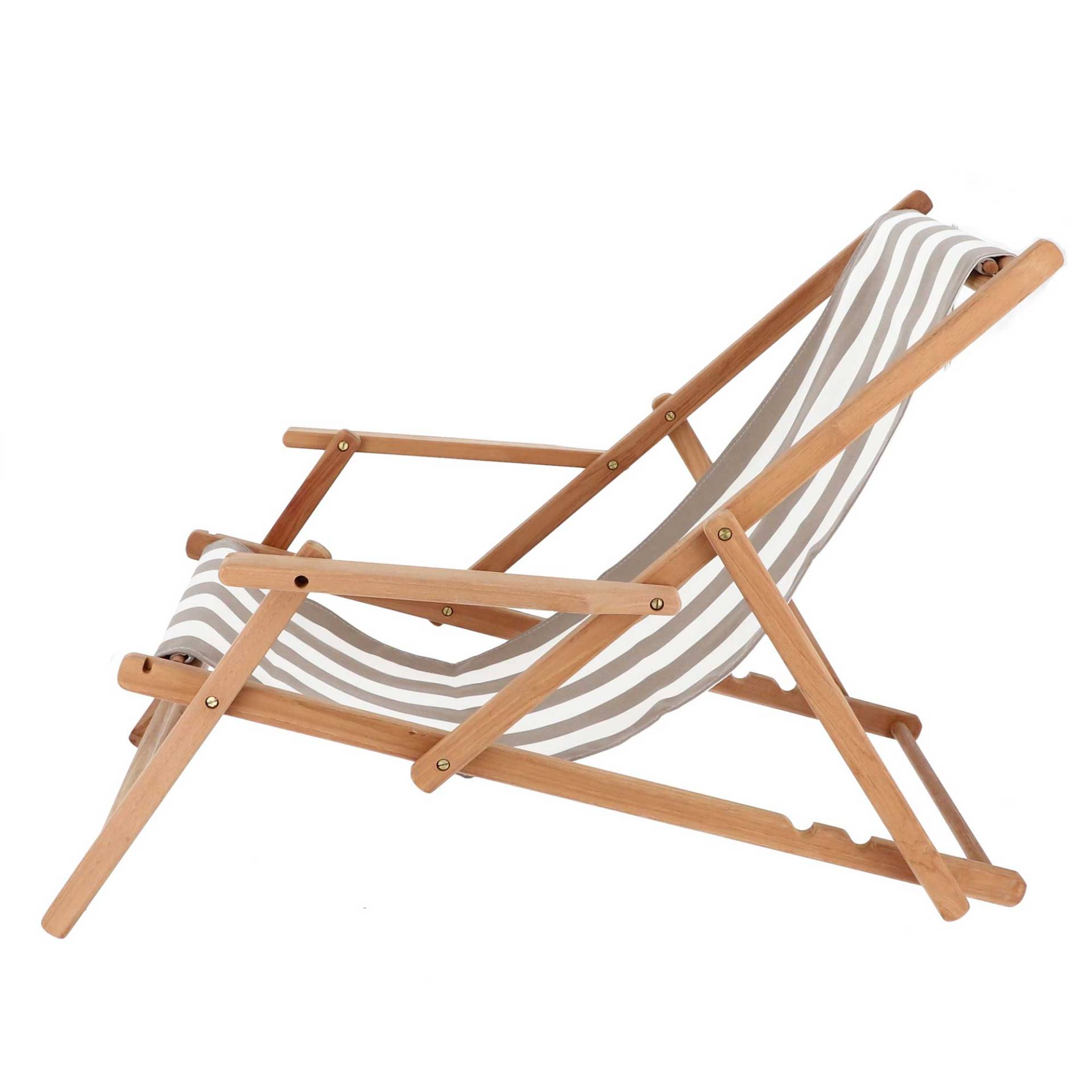 Jan Kurtz - Maxx Deckchair Designers Guild Liegestuhl - streifen taupe/100% Polyacryl/BxHxT 64x98x112cm/Gestell teak massiv von Jan Kurtz