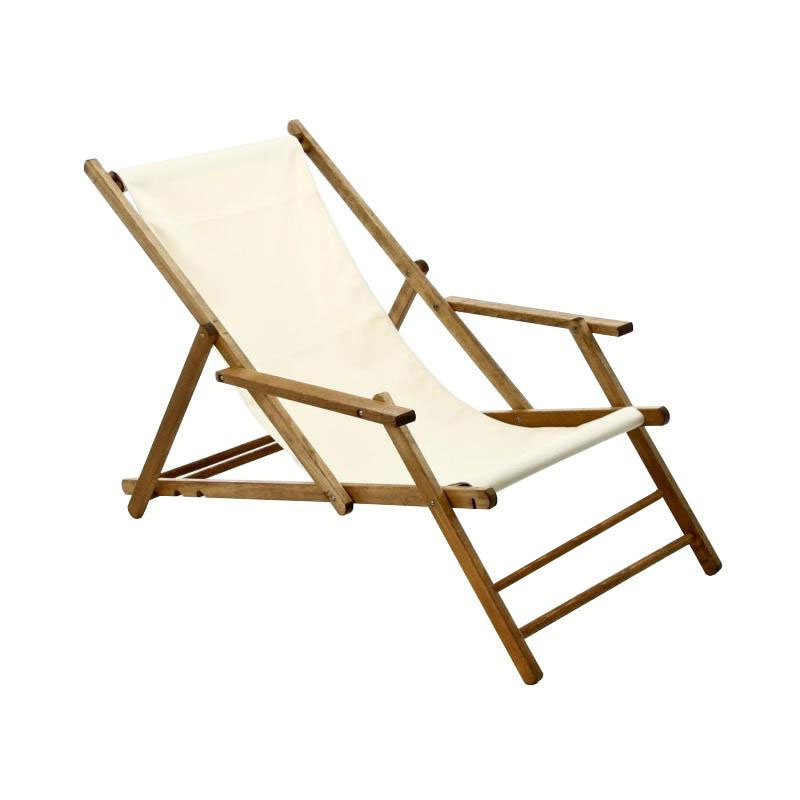 Jan Kurtz - Maxx Deckchair Liegestuhl - natur/ Bezug 100% Polyacryl /BxHxT 64x98x112cm/Gestell Teak massiv von Jan Kurtz