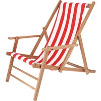 Jan Kurtz - Maxx Deckchair Teakholz, Bezug Designers Guild Streifen rot von Jan Kurtz