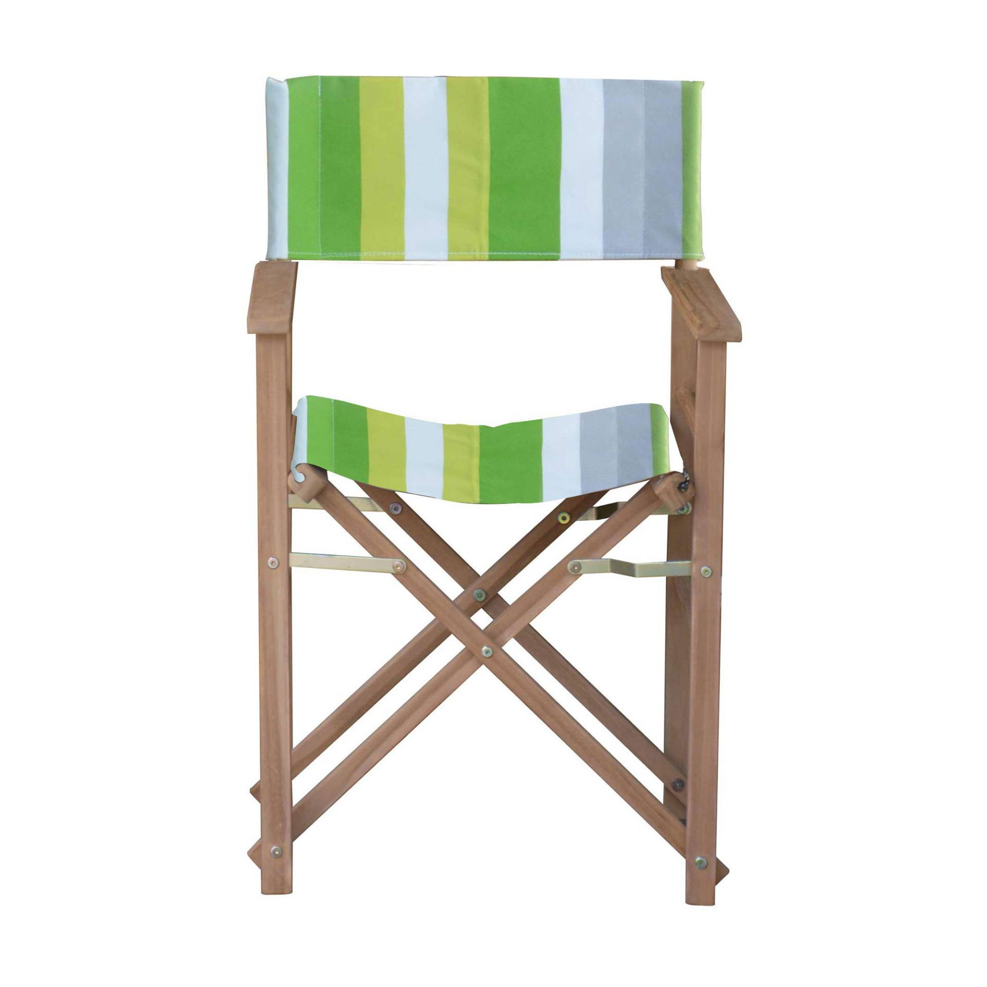 Jan Kurtz - Maxx Regiesessel - Streifen tarifa leaf/Designers Guild Stoff/BxHxT 51x85x53cm/Gestell Teak massiv von Jan Kurtz