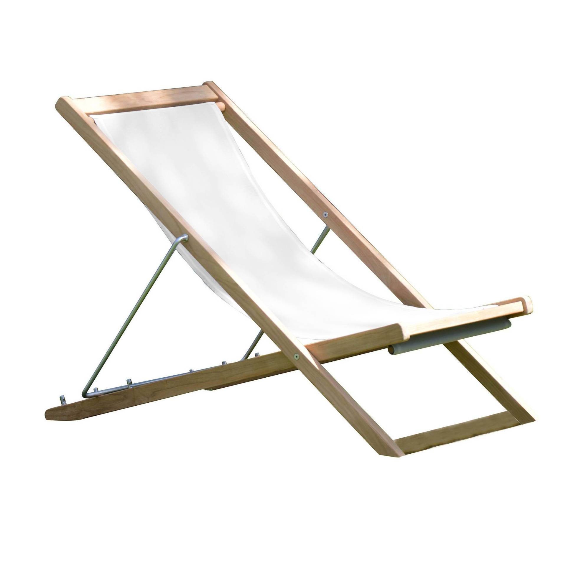 Jan Kurtz - Nizza Deckchair Liegestuhl - weiß/Bezug Batyline/BxHxT 52x86x58cm/Gestell fsc-zertifiziertes Teak von Jan Kurtz