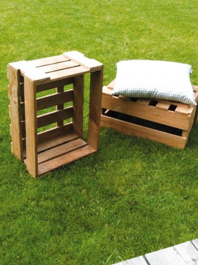 Kiste Hocker WINE recyceltes Teak, jedes Stück ein Unikat, Jan Kurtz von Jan Kurtz