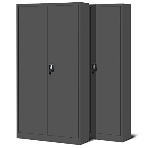 Jan Nowak 2er Set Aktenschrank C001H Büroschrank Metallschrank Werkzeugschrank 4 Einlegeböden Drehgriff Pulverbeschichtung Flügeltürschrank Abschließbar 195 cm x 90 cm x 40 cm (Anthrazit) von Jan Nowak