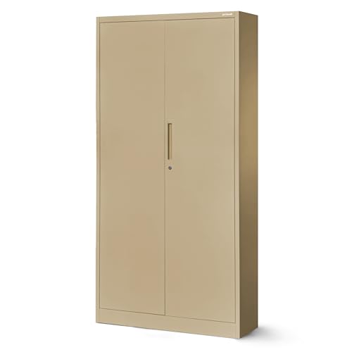 Jan Nowak Aktenschrank C001 Büroschrank Metallschrank Stahlschrank Aufbewahrungsschrank Pulverbeschichtet 4 Verstellbare Fachböden Abschließbar 185 cm x 90 cm x 40 cm (Beige) von Jan Nowak