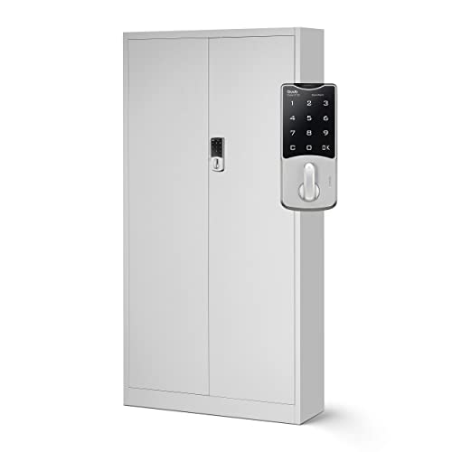 Aktenschrank mit Zahlenschloss C003 Metallschrank Stahlschrank Pulverbeschichtung 185 cm x 90 cm x 40 cm (Grau) von Jan Nowak