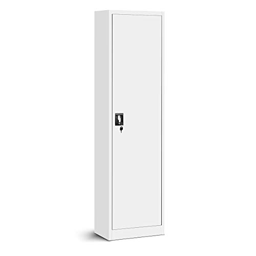 Jan Nowak Aktenschrank Büroschrank Metallschrank Lagerschrank 4 Fachböden Flügeltür Drehgriff Pulverbeschichtung Metall 185 cm x 45 cm x 40 cm (Weiß) von Jan Nowak