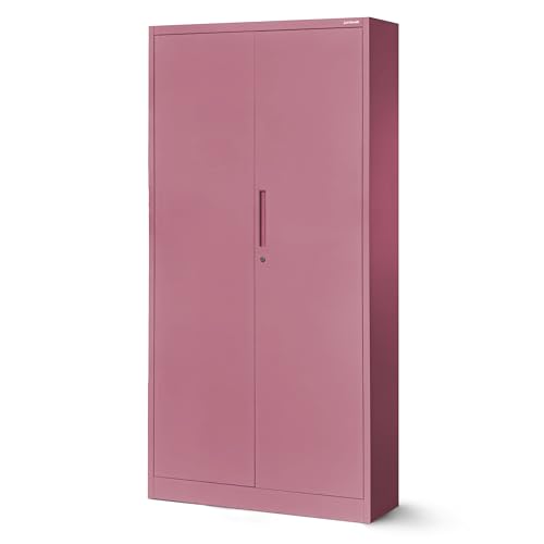Jan Nowak Aktenschrank C001 Büroschrank Metallschrank Stahlschrank Aufbewahrungsschrank Pulverbeschichtet 4 Verstellbare Fachböden Abschließbar 185 cm x 90 cm x 40 cm (Rosa) von Jan Nowak