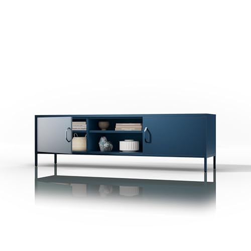 Jan Nowak Couchtisch Moderner Metalltisch Mit 2 Seitlichen Fächern & Offenem AV-Fach Robuste Stahlkonstruktion 40 kg Belastbarkeit Modell Rosaria 90 x 45 x 45 cm Marineblau Jan Nowak Couchtisch Moderner Metalltisch Mit 2 Seitlichen Fächern & Offenem AV-Fach Robuste Stahlkonstruktion 40 kg Belastbarkeit Modell Rosaria 90 x 45 x 45 cm Marineblau von Jan Nowak