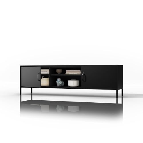 Jan Nowak Couchtisch Moderner Metalltisch Mit 2 Seitlichen Fächern & Offenem AV-Fach Robuste Stahlkonstruktion 40 kg Belastbarkeit Modell Rosaria 90 x 45 x 45 cm Schwarz Jan Nowak Couchtisch Moderner Metalltisch Mit 2 Seitlichen Fächern & Offenem AV-Fach Robuste Stahlkonstruktion 40 kg Belastbarkeit Modell Rosaria 90 x 45 x 45 cm Schwarz von Jan Nowak