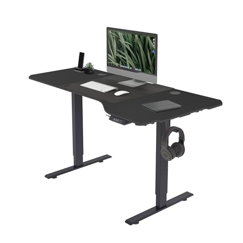 Jan Nowak Elektrisch Höhenverstellbarer Schreibtisch Bürotisch Ergonomisch mit Tischplatte Stahlfüßen Touchscreen Memoryfunktion Kopfhörerhaken Getränkehalter (Black Carbon, 160 x 75 cm) von Jan Nowak