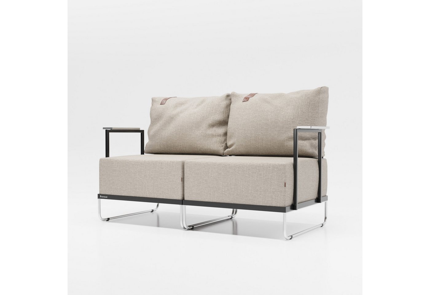 Jan Nowak Gartenlounge-Set 2-Sitzer-Gartensofa Joki-Stoff, Edelstahl von Jan Nowak